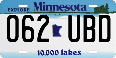 MN license plate 062UBD