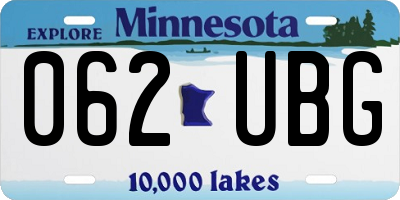 MN license plate 062UBG