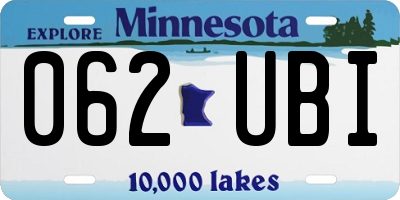 MN license plate 062UBI