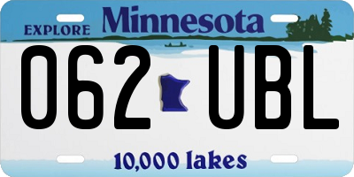 MN license plate 062UBL