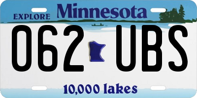 MN license plate 062UBS