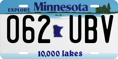 MN license plate 062UBV