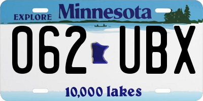 MN license plate 062UBX