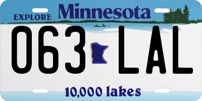 MN license plate 063LAL