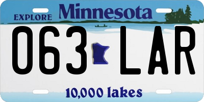 MN license plate 063LAR