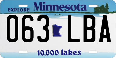 MN license plate 063LBA
