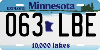 MN license plate 063LBE