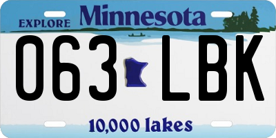 MN license plate 063LBK