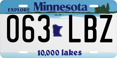 MN license plate 063LBZ