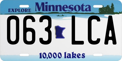 MN license plate 063LCA