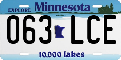 MN license plate 063LCE