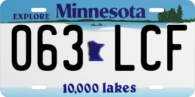 MN license plate 063LCF