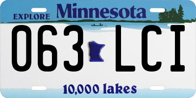 MN license plate 063LCI