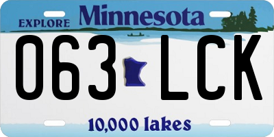 MN license plate 063LCK