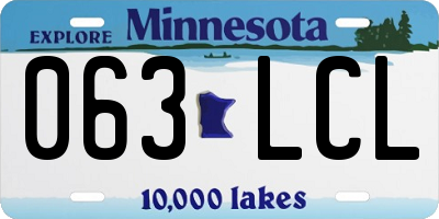 MN license plate 063LCL