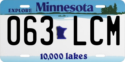 MN license plate 063LCM