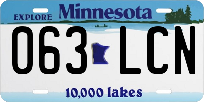 MN license plate 063LCN