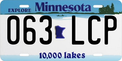 MN license plate 063LCP