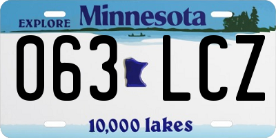 MN license plate 063LCZ