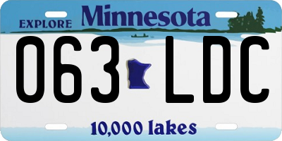 MN license plate 063LDC