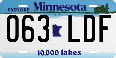 MN license plate 063LDF