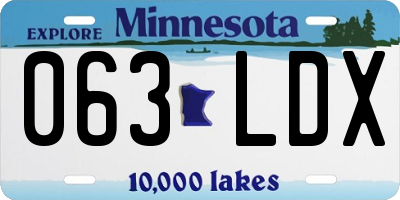 MN license plate 063LDX