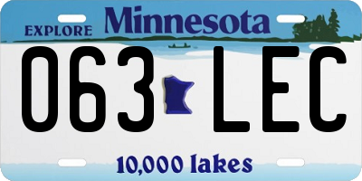 MN license plate 063LEC