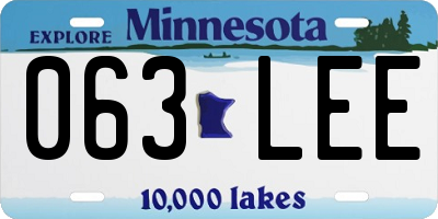 MN license plate 063LEE