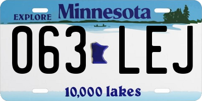 MN license plate 063LEJ