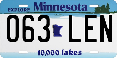 MN license plate 063LEN
