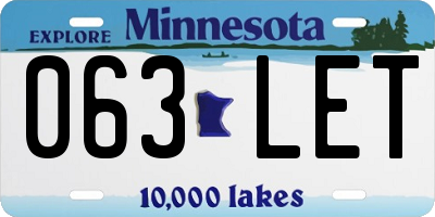 MN license plate 063LET