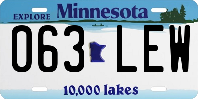 MN license plate 063LEW