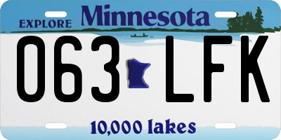MN license plate 063LFK