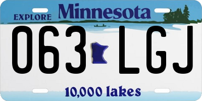 MN license plate 063LGJ