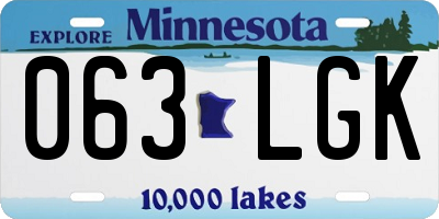 MN license plate 063LGK