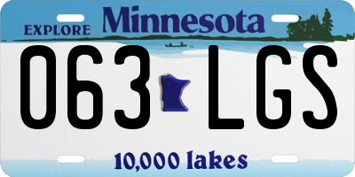 MN license plate 063LGS