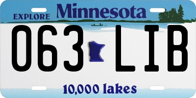 MN license plate 063LIB