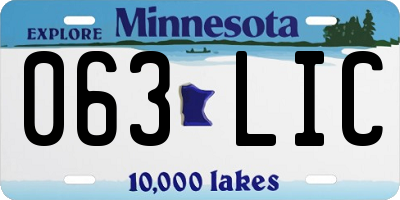 MN license plate 063LIC