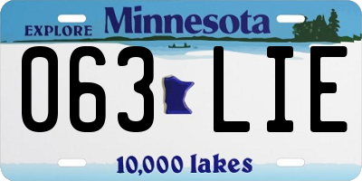 MN license plate 063LIE