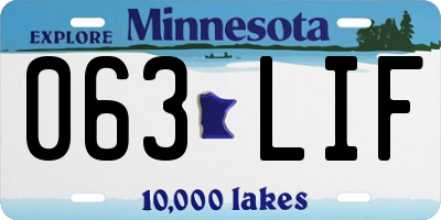MN license plate 063LIF