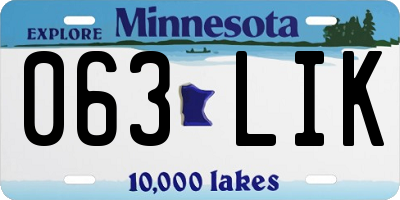 MN license plate 063LIK