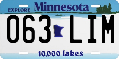 MN license plate 063LIM