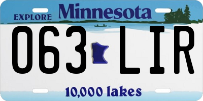 MN license plate 063LIR
