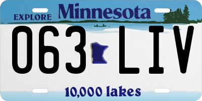 MN license plate 063LIV