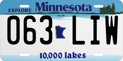 MN license plate 063LIW