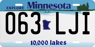 MN license plate 063LJI