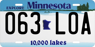 MN license plate 063LOA