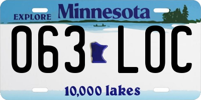 MN license plate 063LOC