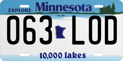 MN license plate 063LOD