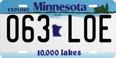 MN license plate 063LOE